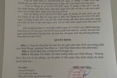 Công khai dự toán ngân sách năm 2026